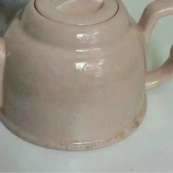 1940s  made in Japan pink ceramic teapot with insulated metal cozy - Picture 6 of 10